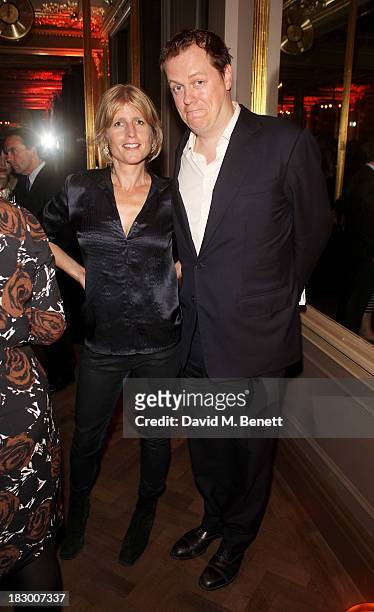 Rachel Johnson and Tom Parker Bowles attend the launch of Geordie Greig's new book "Breakfast With Lucian" on October 3, 2013 in London, England.