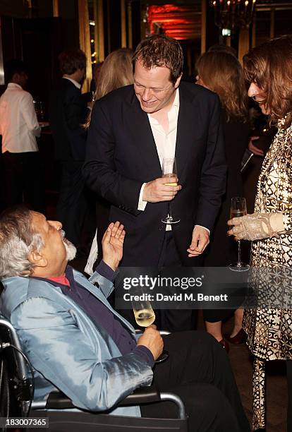 Naipaul, Tom Parker Bowles and Nadira Naipaul attend the launch of Geordie Greig's new book "Breakfast With Lucian" on October 3, 2013 in London,...