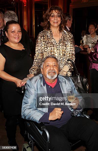 Naipaul and wife Nadira Naipaul attend the launch of Geordie Greig's new book "Breakfast With Lucian" on October 3, 2013 in London, England.