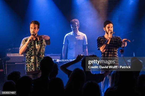 Le dindon and Ceo from Hippocampe Fou perform at La Maroquinerie on October 3, 2013 in Paris, France.