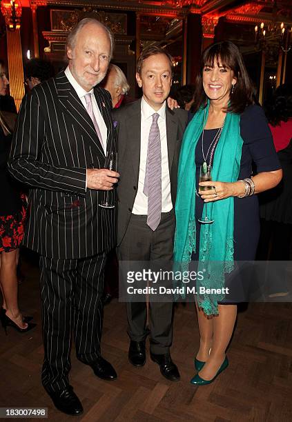 Ed Victor, Geordie Greig and Dame Gail Rebuck attend the launch of Geordie Greig's new book "Breakfast With Lucian" on October 3, 2013 in London,...
