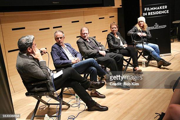 Eugene Hernandez, Henry Bean, Larry Gross, Naomi Foner and Andrea Arnold attend the Story Creation and the Artistic Process panel at Elinor Bunin...