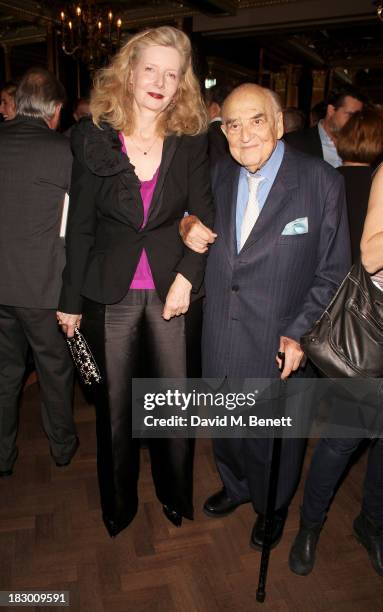 Lord George Weidenfeld and wife Annabelle Weidenfeld attend the launch of Geordie Greig's new book "Breakfast With Lucian" on October 3, 2013 in...