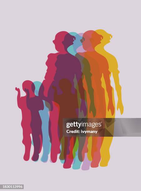 glitch neon transparent effect people action stance pattern background,mother with kid in walking - media relations stock illustrations