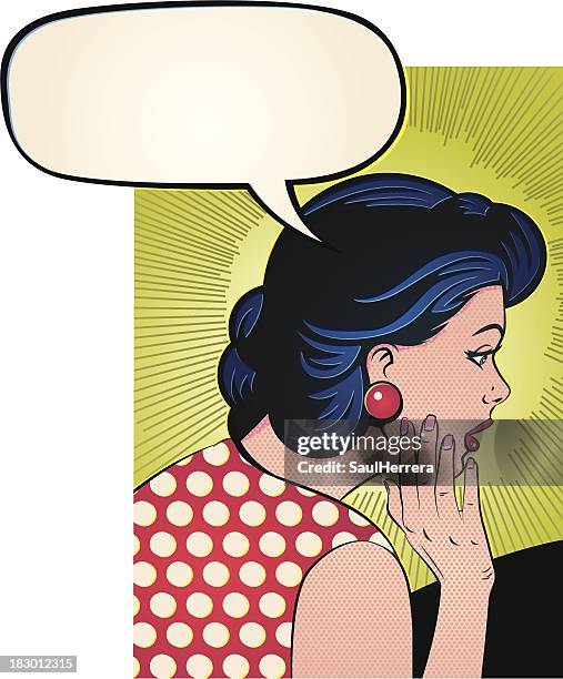 worried vintage girl - hand side view vector stock illustrations