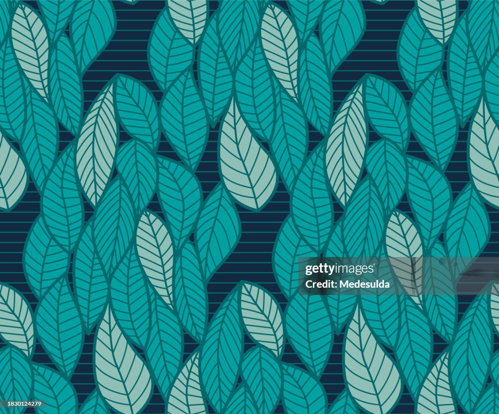 Pattern. Leave Line Seamless Pattern Of Line Art Leaves In Sketchy Style High-Res Vector ...