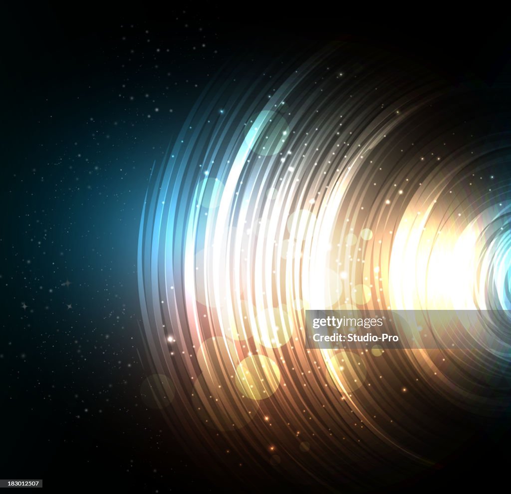 Black space-like abstract background with circles