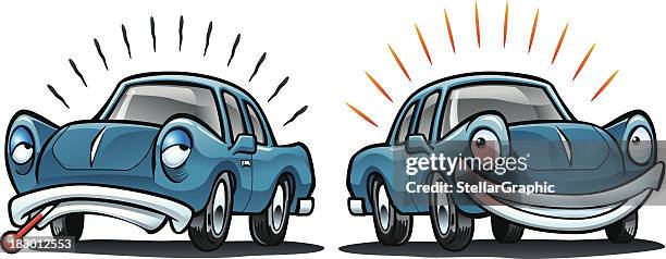 sick car, healthy vehicle - compact car stock illustrations