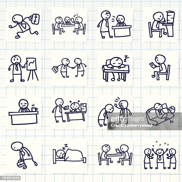 salary man icon - stick figure drawing stock illustrations