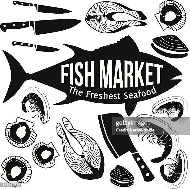 Fish Broker Design Fish Market Design Elements High-Res Vector Graphic - Getty Images