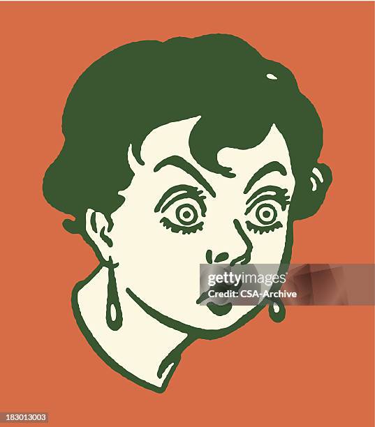 woman with big eyes - staring 幅插畫檔、美工圖案、卡通及圖標