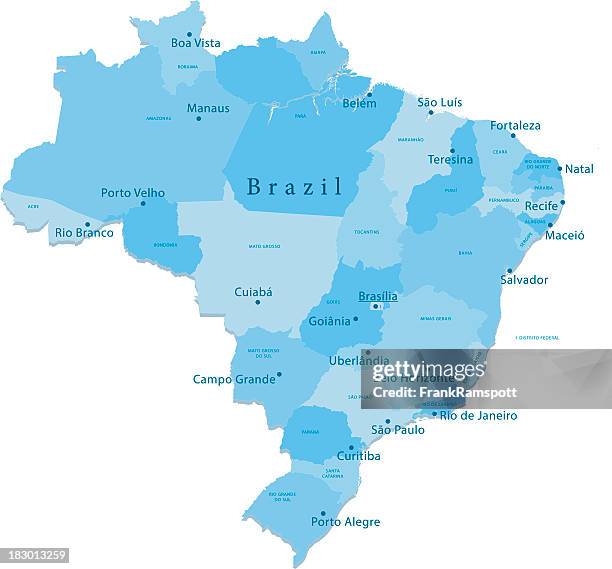 brazil vector map regions isolated - amazonas state brazil stock illustrations