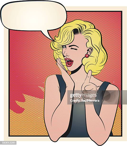 illustrations, cliparts, dessins animés et icônes de satisfait blonde disant ok - pin up vintage