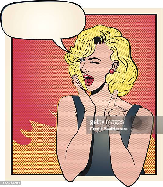 satisfied blonde saying ok - pin up girl stock illustrations