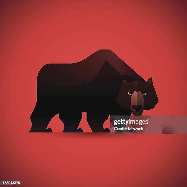 wütende bear-watching - börsenbaisse stock-grafiken, -clipart, -cartoons und -symbole