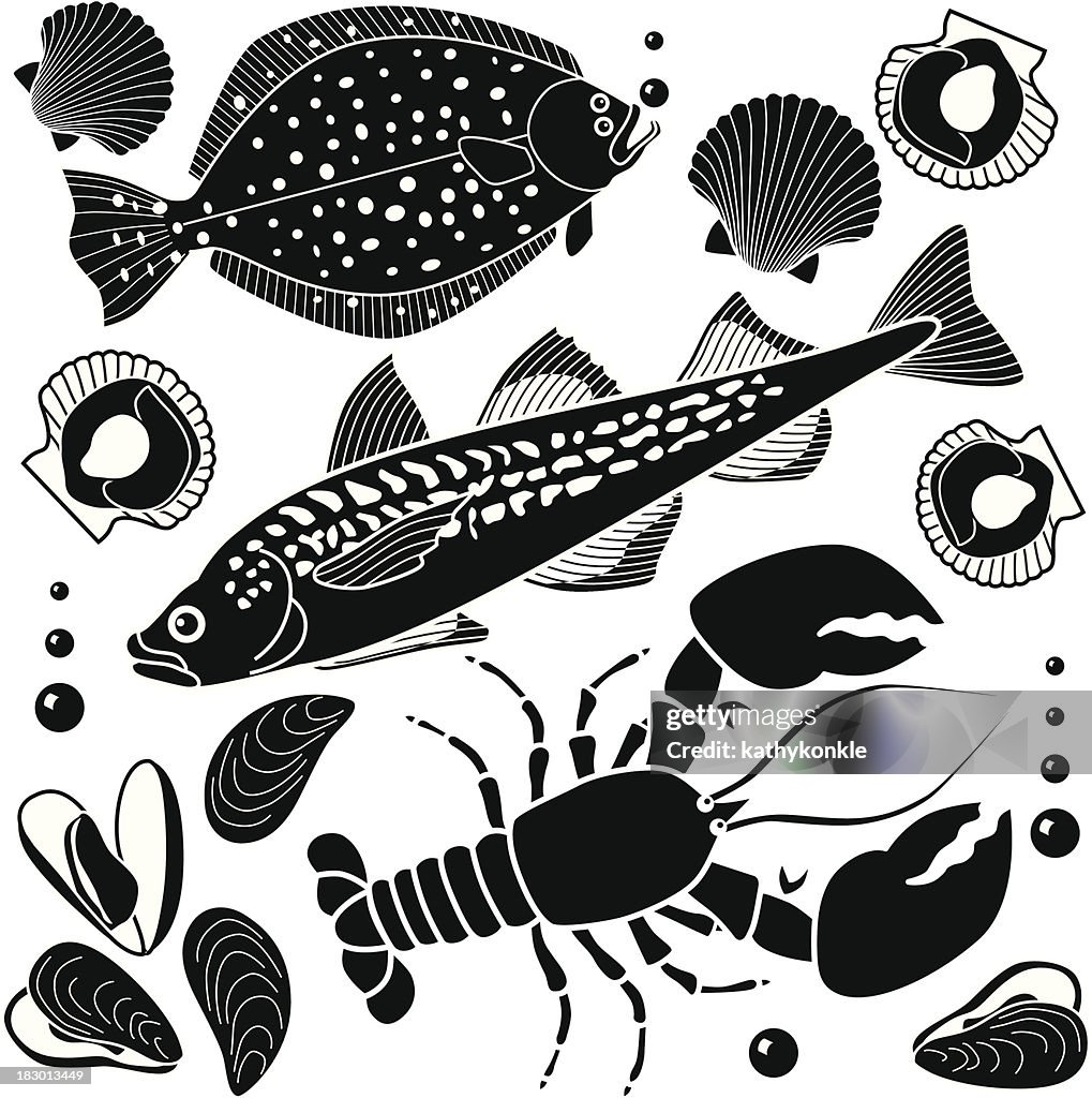 Seafood design elements