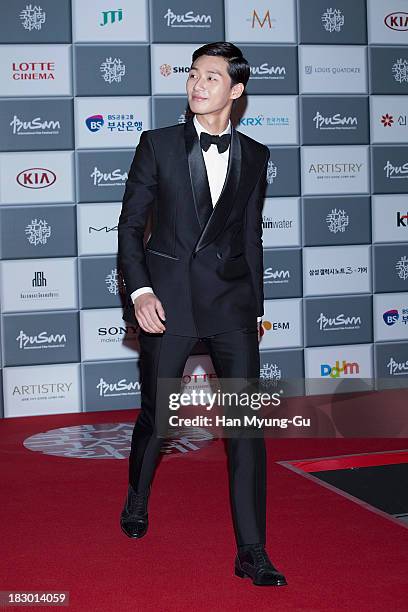 South Korean actor Lee Ji-Hoon attends the opening ceremony during the 18th Busan International Film Festival on October 3, 2013 in Busan, South...