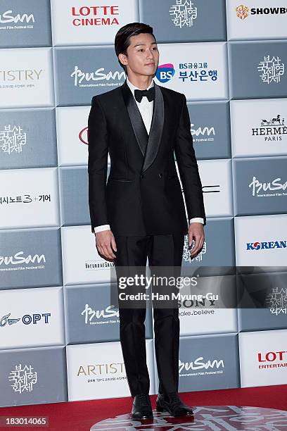 South Korean actor Lee Ji-Hoon attends the opening ceremony during the 18th Busan International Film Festival on October 3, 2013 in Busan, South...