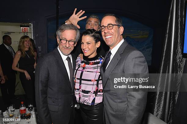 George Clooney, Steven Spielberg, Jessica Seinfeld and Jerry Seinfeld attend the USC Shoah Foundation Institute 2013 Ambassadors for Humanity gala at...