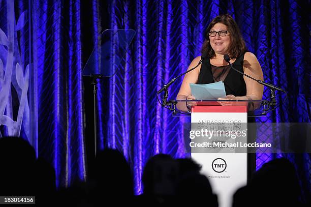 Liz Bommarito speaks onstage at the USC Shoah Foundation Institute 2013 Ambassadors for Humanity gala at the American Museum of Natural History on...