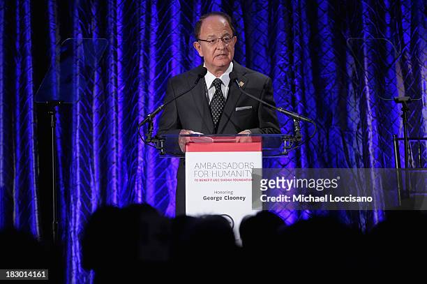 President of the University of Southern California C. L. Max Nikias speaks onstage at the USC Shoah Foundation Institute 2013 Ambassadors for...