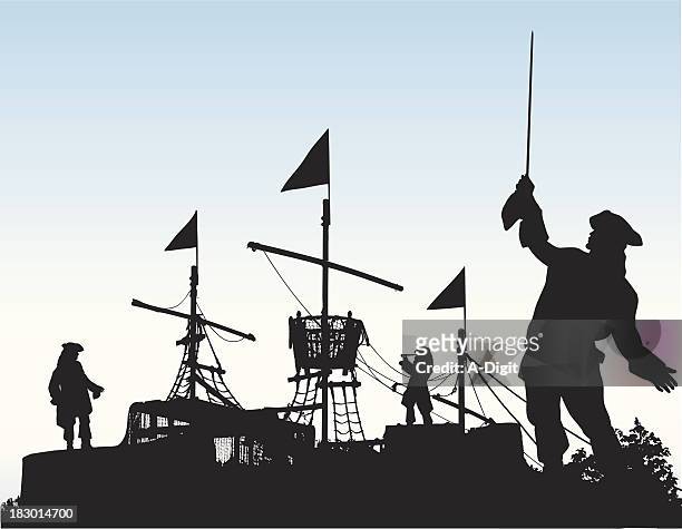 stockillustraties, clipart, cartoons en iconen met pirate ship - pirate boat