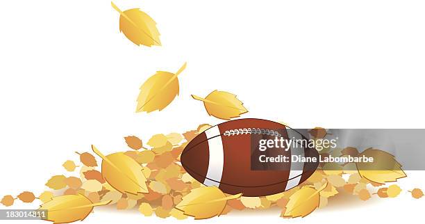 fall football and leaves - ball drop stock illustrations