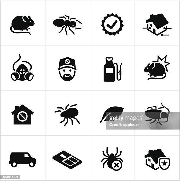 black exterminator icons - black cockroach stock illustrations
