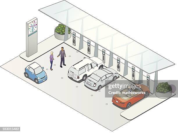 fahrzeug-ladestation - compact car stock-grafiken, -clipart, -cartoons und -symbole