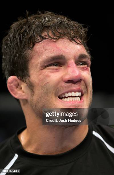 Jake Ellenberger faces Rory MacDonald in their welterweight bout during the UFC on FOX event at Key Arena on July 27, 2013 in Seattle, Washington.