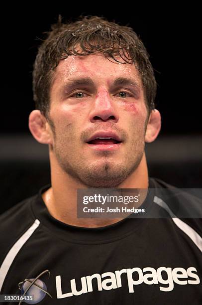 Jake Ellenberger faces Rory MacDonald in their welterweight bout during the UFC on FOX event at Key Arena on July 27, 2013 in Seattle, Washington.