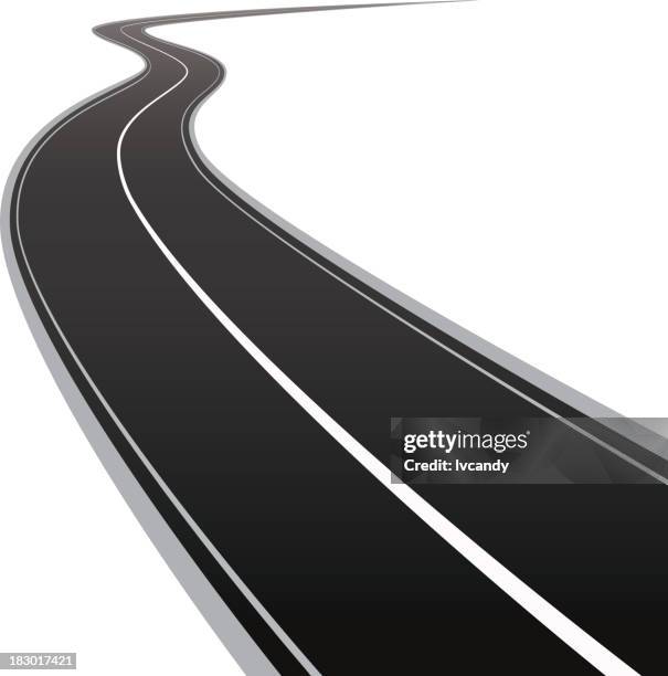 stockillustraties, clipart, cartoons en iconen met curved asphalt road - winding road