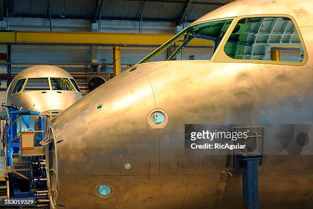aerospace industry - aircraft assembly plant stock pictures, royalty-free photos & images