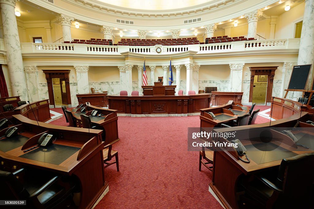 Senate Chamber Inside State Capitol Government Building, Boise, Idaho, USA