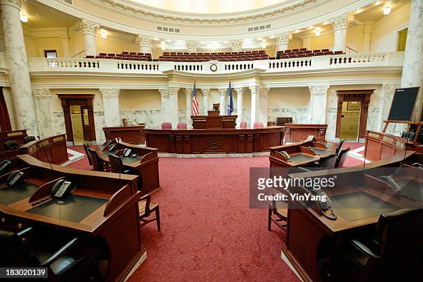 senate chamber inside state capitol government building, boise, idaho, usa - senate stock pictures, royalty-free photos & images