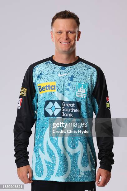 Matthew Kuhnemann poses during the Brisbane Heat BBL Headshots Session at on Dec 4, 2023 in Brisbane, Australia.