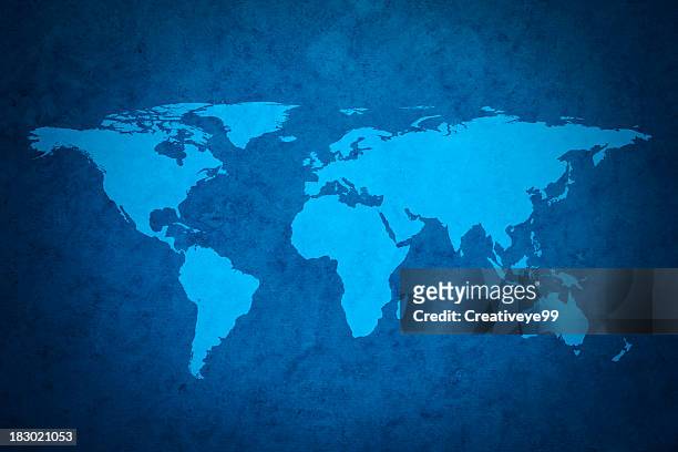 blue world map - world map stock pictures, royalty-free photos & images