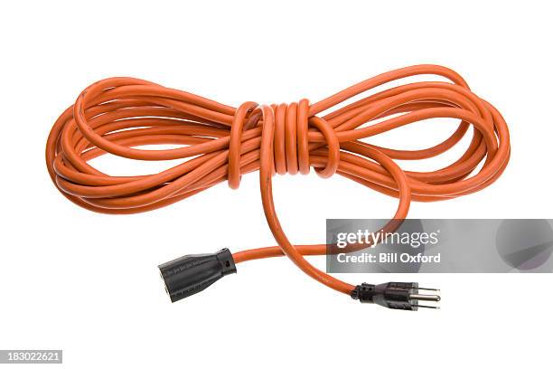 naranja de extensión de cable de alimentación - cordón de extensión fotografías e imágenes de stock