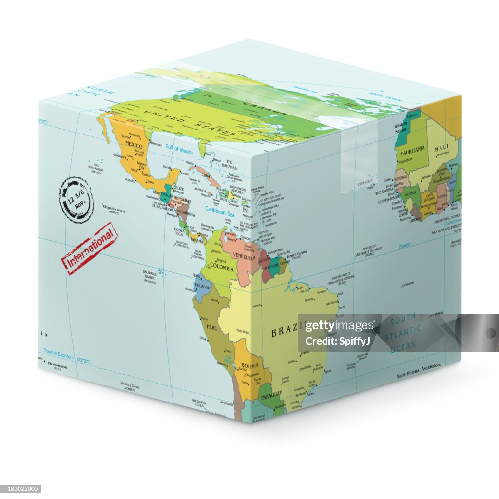 World Map in shape of international shipping