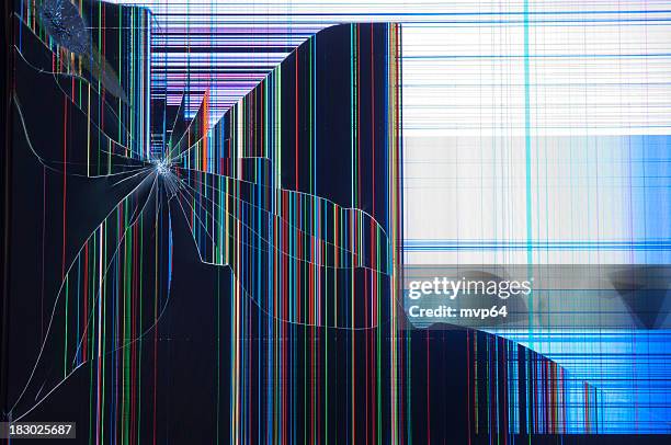 cracked lcd screen - smashed tv screen stock pictures, royalty-free photos & images