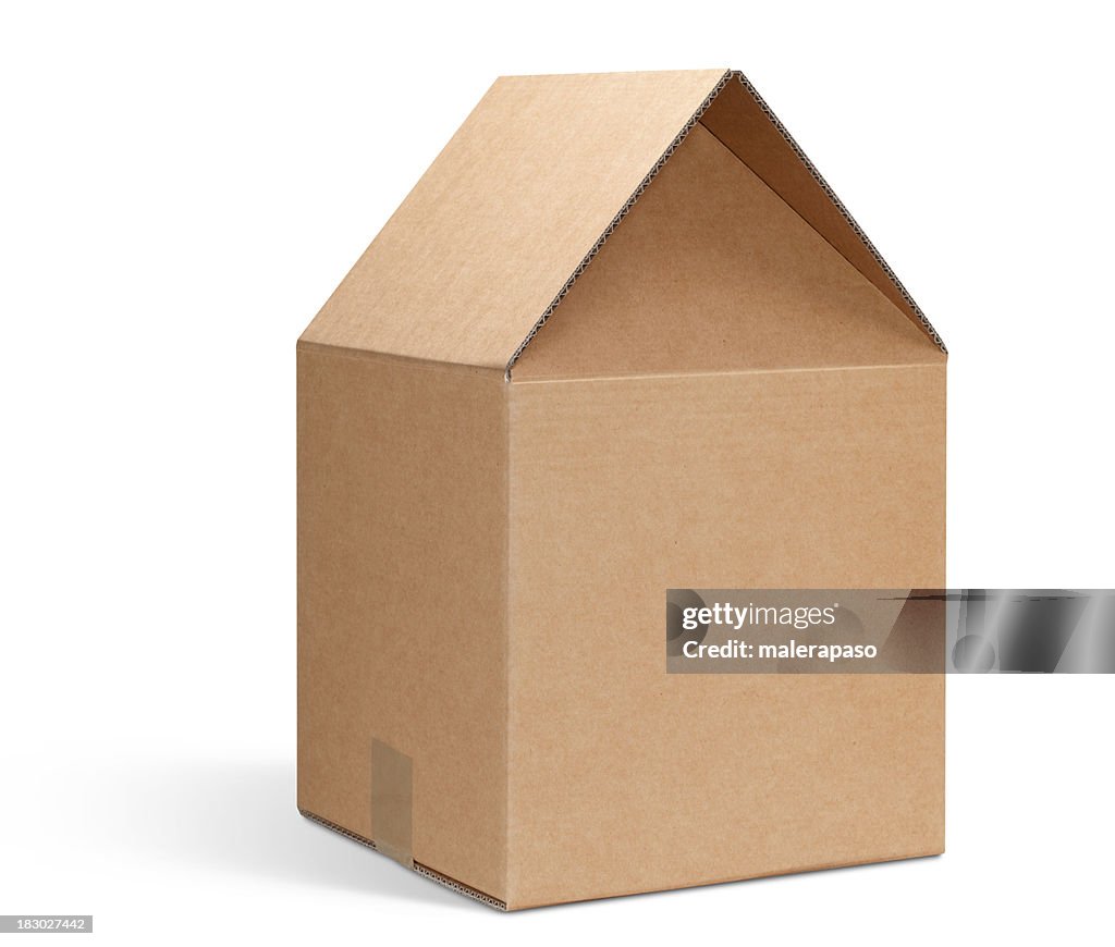 Cardboard box shaped house.