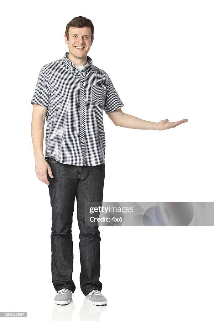 Portrait of a man gesturing