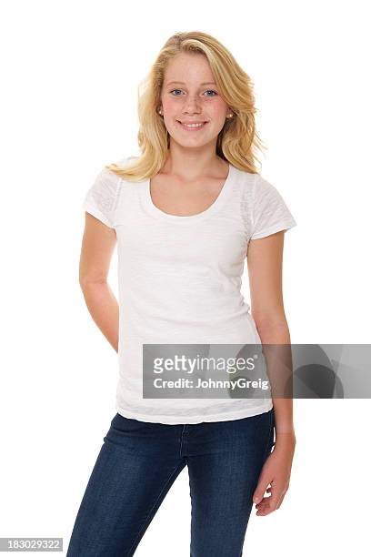 sorridente menina adolescente - one teenage girl only imagens e fotografias de stock