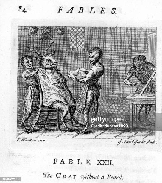 fable goat without a beard - beard shave stock illustrations