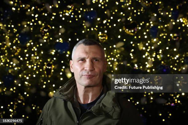 Kyiv mayor Vitali Klitschko attends the lighting of the main Christmas tree of Ukraine in Sofiiska Square on Saint Nicholas Day.