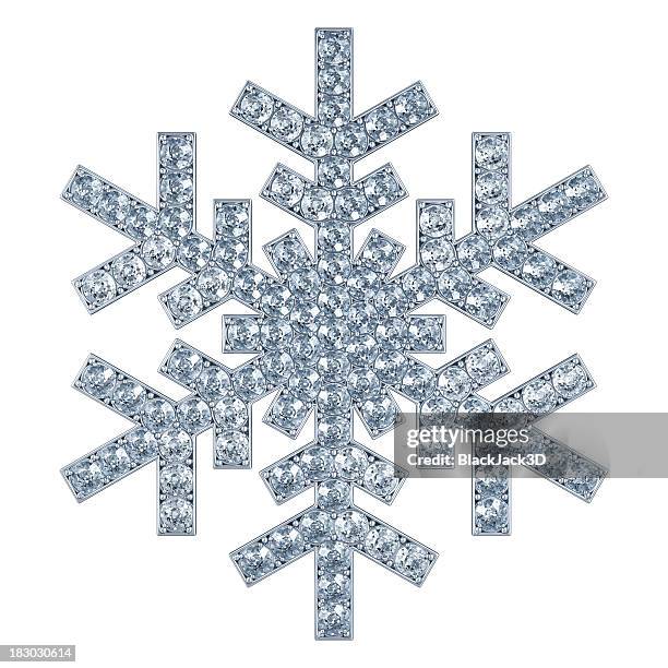 snowflake with diamonds - crystal snow stock pictures, royalty-free photos & images