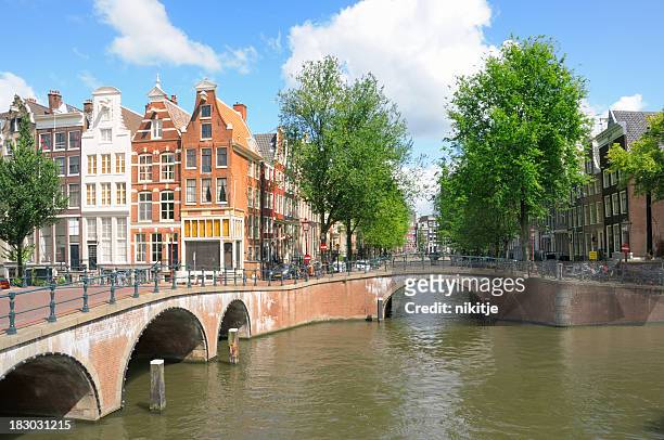 amsterdam canal houses - canal stock pictures, royalty-free photos & images