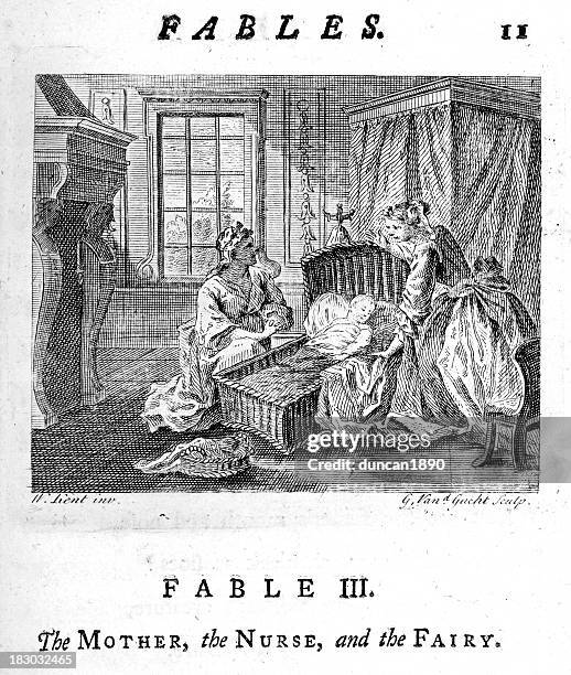 mother nurse and fairy - baby nursery hospital stock illustrations