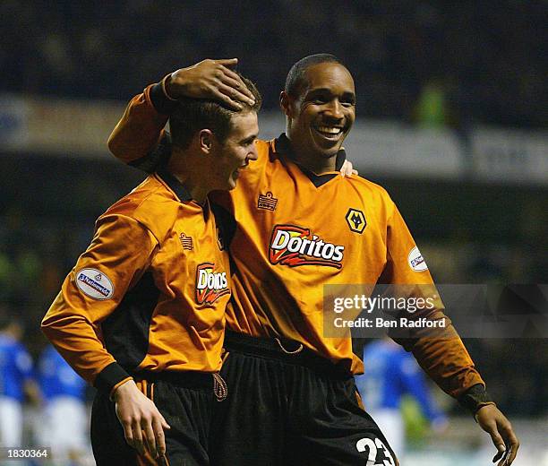 Paul Ince of Wolves celebrates with Kenny Miller after scoring the first goal during the Wolverhampton Wanderers v Ipswich Town Nationwide Division...