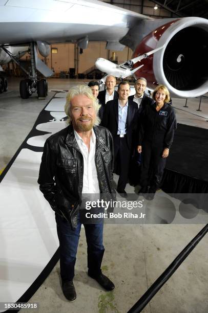 Virgin Group Founder Sir Richard Branson and Virgin Galactic team with newly acquired 747-400 aircraft named Cosmic Girl,, December 3, 2015 in San...